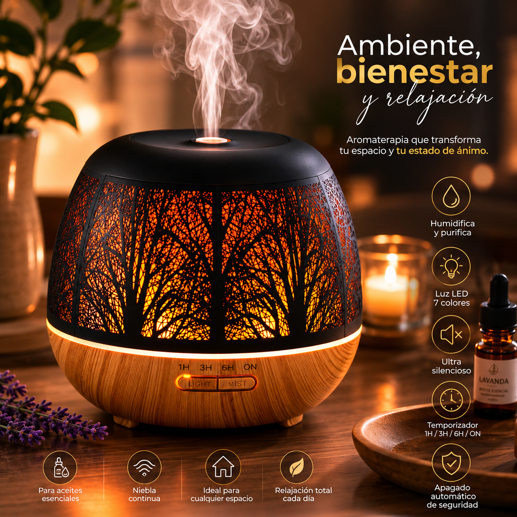 Difusor de Aromas LED Premium – Bienestar y Elegancia para tu Hogar