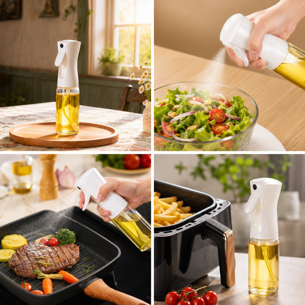 Set 2 Sprays de Aceite Recargables para Cocina y Air Fryer (Blanco + Negro)