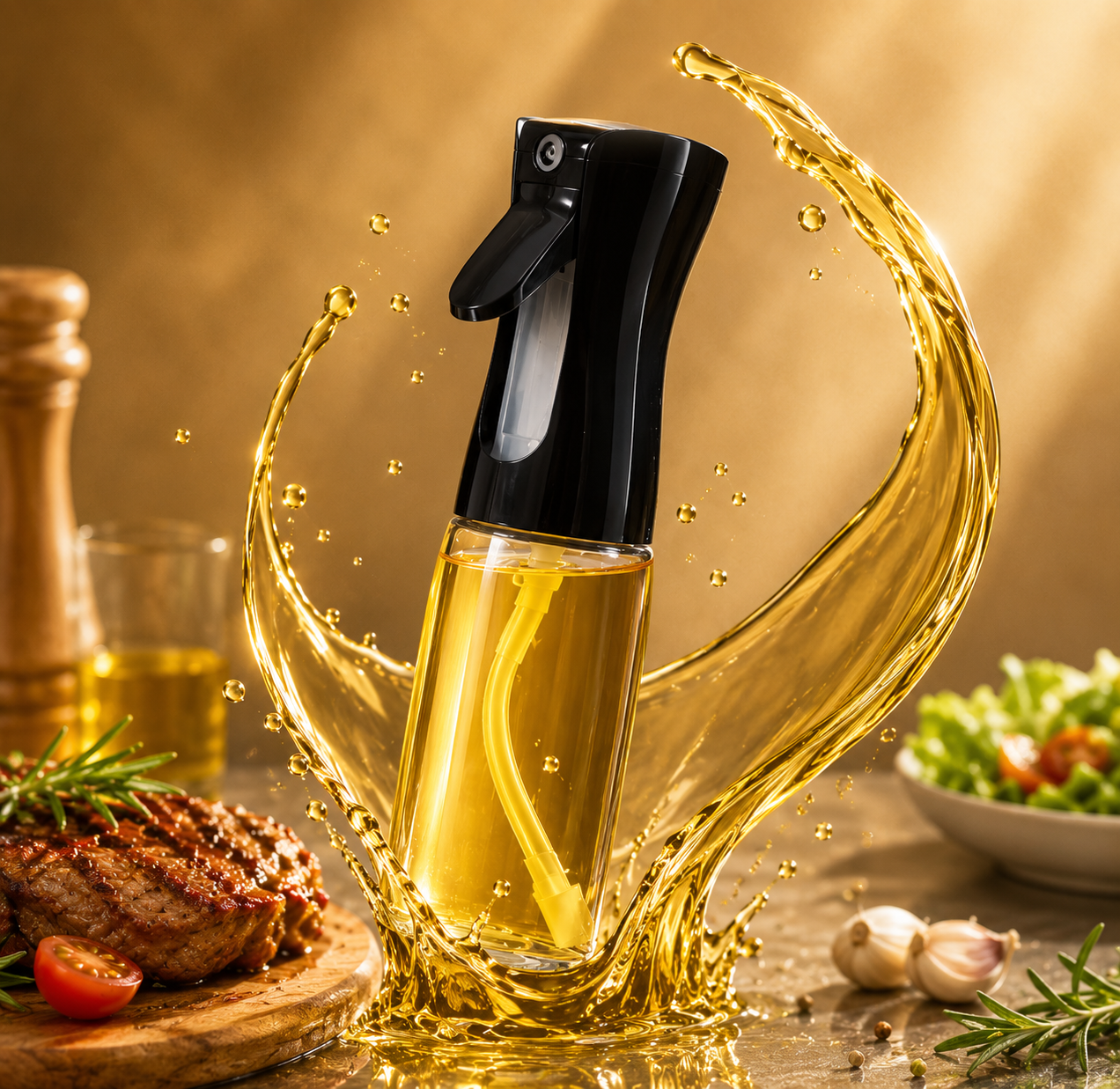 Set 2 Sprays de Aceite Recargables para Cocina y Air Fryer (Blanco + Negro)